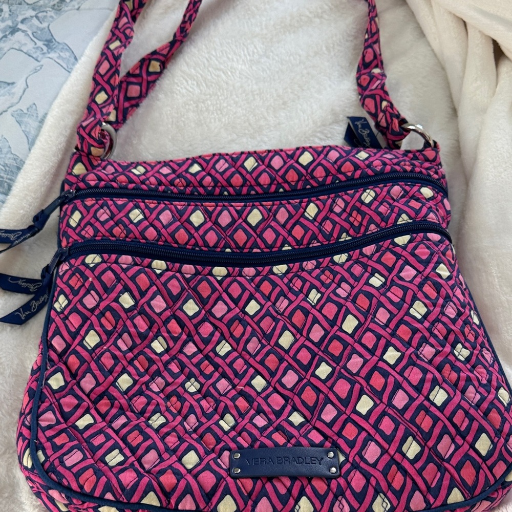 Vera Bradley Pink and Yellow Crossbody Bag